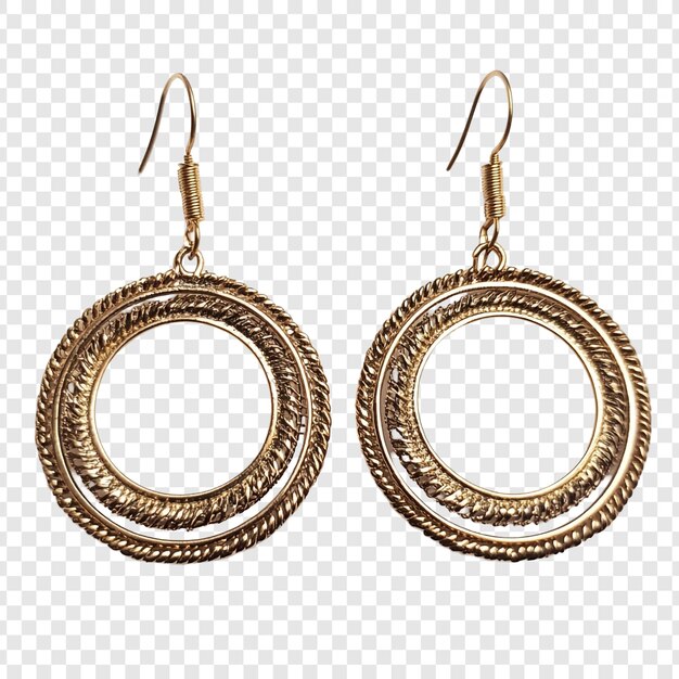 Elegantes pendientes de círculo de oro diseño de anillo doble Dangle