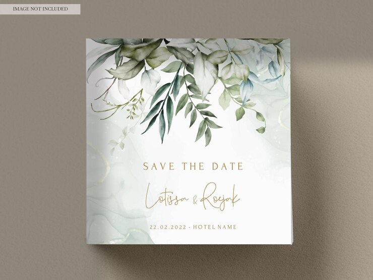 PSD gratuito eleganti foglie vintage acquerello set di inviti da matrimonio