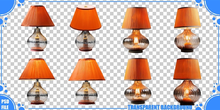 PSD gratuito eleganti lampade di vetro con sfumature arancione per l'arredamento d'interni