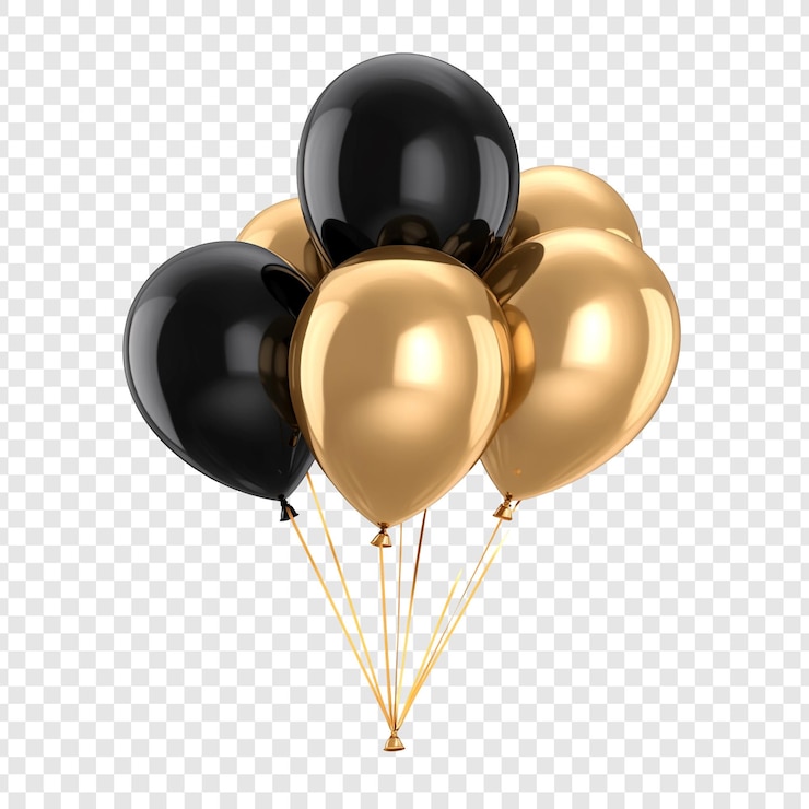 PSD gratuito eleganti palloncini neri e dorati
