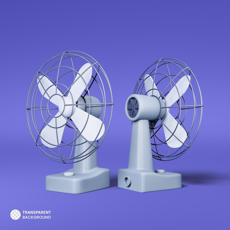 Gratis PSD elektrisch bureau ventilator pictogram geïsoleerde 3d render illustratie