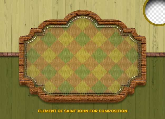 Elemento 3d con textura de madera para promociones y descuentos para junio y sao joao festa junina en braz