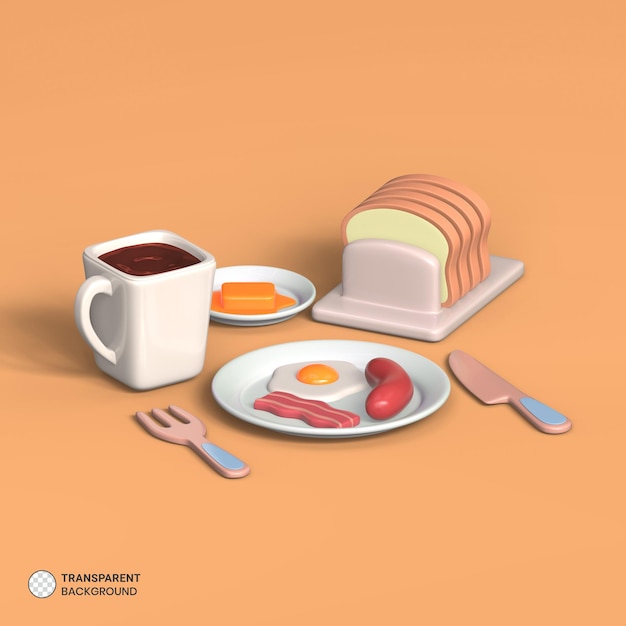 Elemento de desayuno icono aislado 3d render ilustración