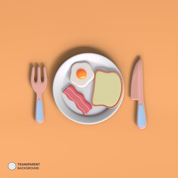 Elemento de desayuno icono aislado 3d render ilustración
