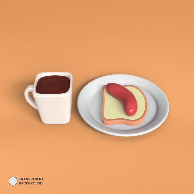 Elemento de desayuno icono aislado 3d render ilustración