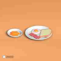 PSD gratuito elemento de desayuno icono aislado 3d render ilustración