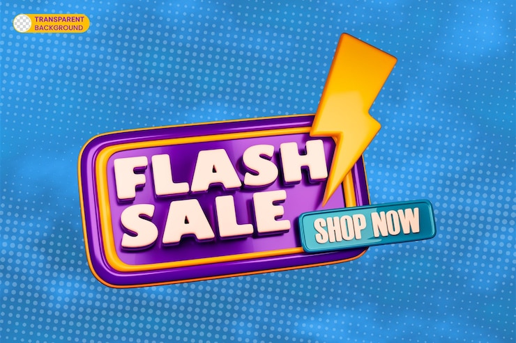 PSD gratuito elemento di rendering 3d di vendita flash per il design dei social media di banner promozionali