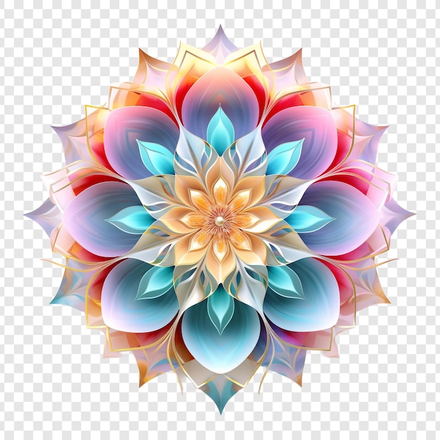 PSD gratuito elemento de diseño fractal de mandala con patrón de flores aislado en un fondo transparente