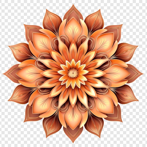 Elemento de diseño fractal de mandala con patrón de flores aislado en un fondo transparente