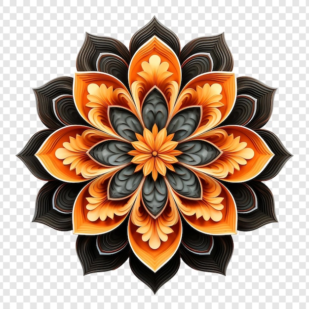 PSD gratuito elemento de diseño fractal de mandala con patrón de flores aislado en un fondo transparente