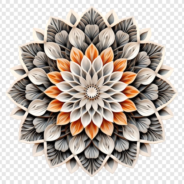 PSD gratuito elemento de diseño fractal de mandala con patrón de flores aislado en un fondo transparente