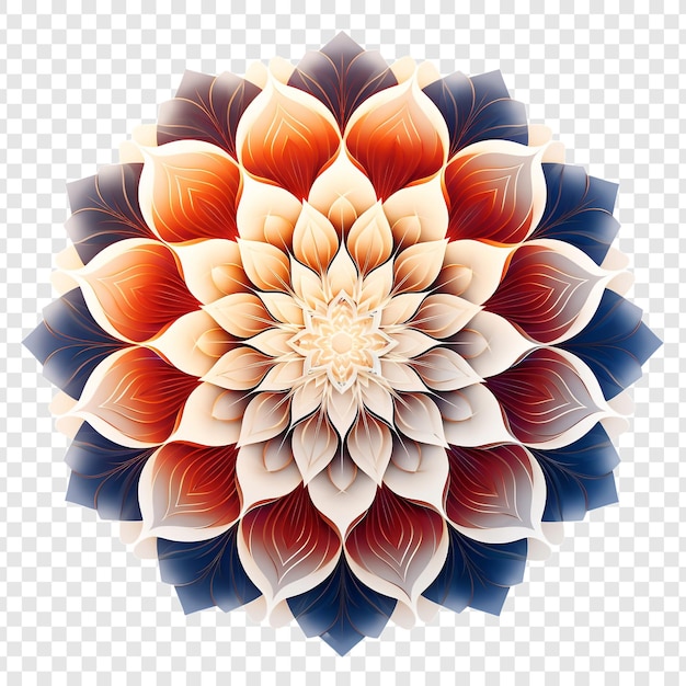 PSD gratuito elemento de diseño fractal de mandala con patrón de flores aislado en un fondo transparente