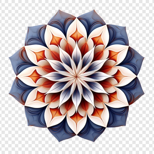 Elemento de diseño fractal de mandala con patrón de flores aislado en un fondo transparente