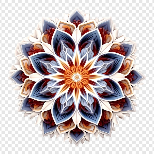 PSD gratuito elemento de diseño fractal de mandala con patrón de flores aislado en un fondo transparente