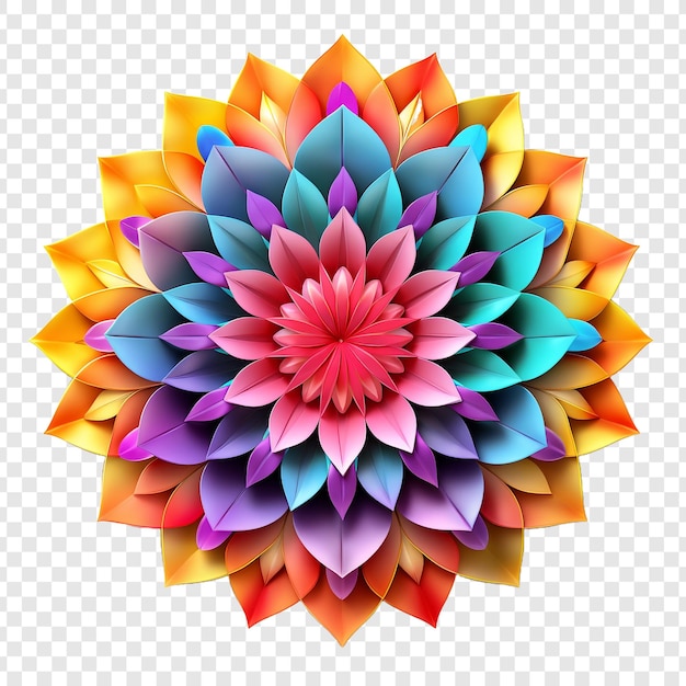 PSD gratuito elemento de diseño fractal de mandala con patrón de flores aislado en un fondo transparente