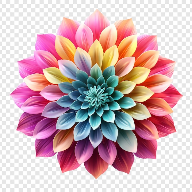 PSD gratuito elemento de diseño fractal de mandala con patrón de flores aislado en un fondo transparente