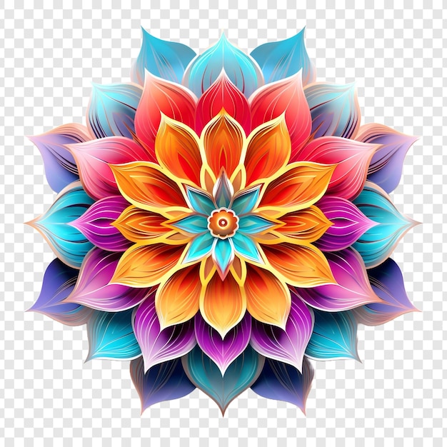 PSD gratuito elemento de diseño fractal de mandala con patrón de flores aislado en un fondo transparente
