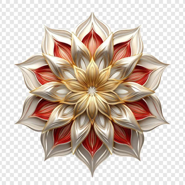 Elemento de diseño fractal de mandala con patrón de flores aislado en un fondo transparente