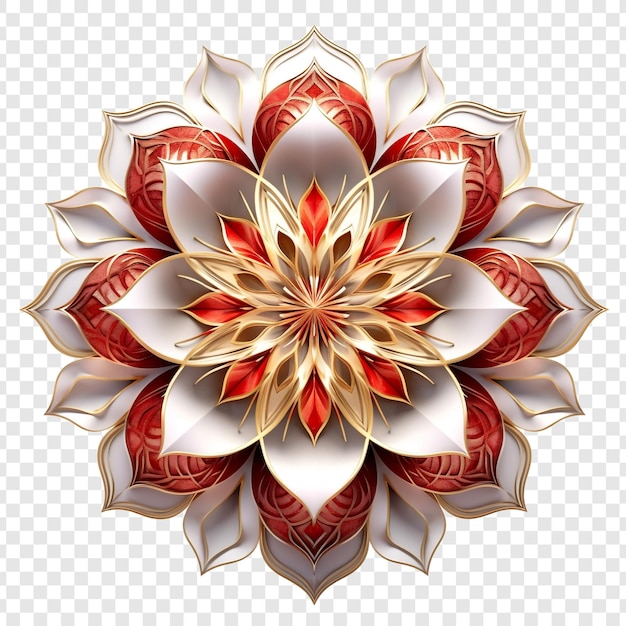 PSD gratuito elemento de diseño fractal de mandala con patrón de flores aislado en un fondo transparente