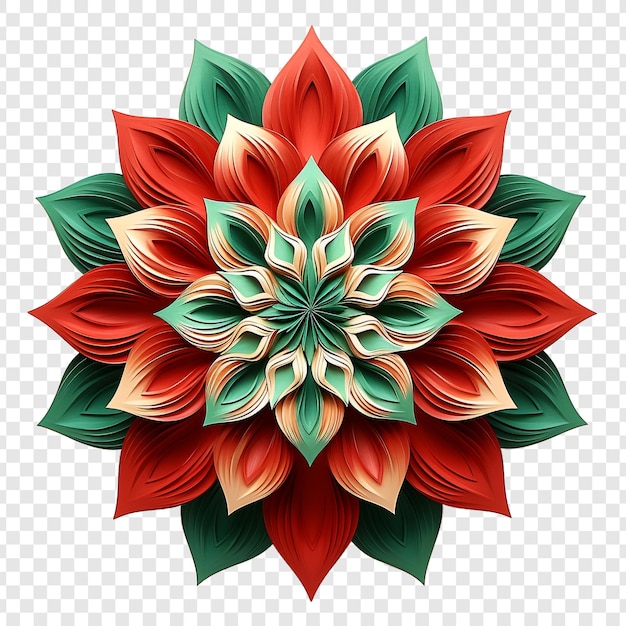 PSD gratuito elemento de diseño fractal de mandala con patrón de flores aislado en un fondo transparente