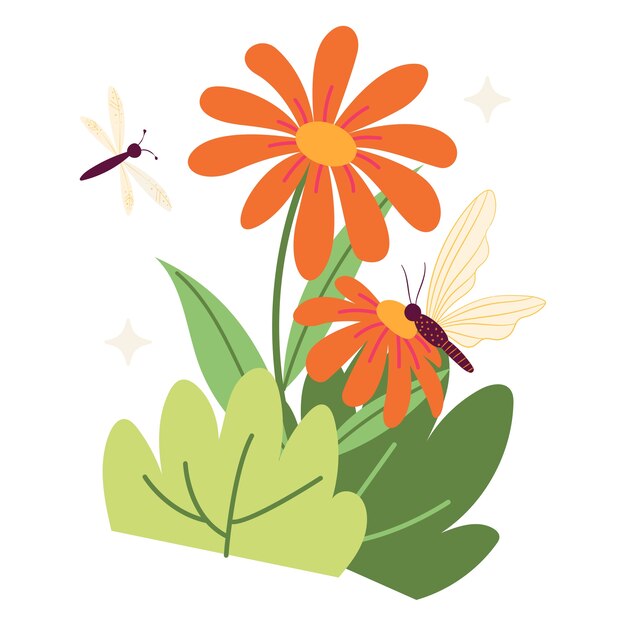 Elemento de insecto de primavera realista aislado