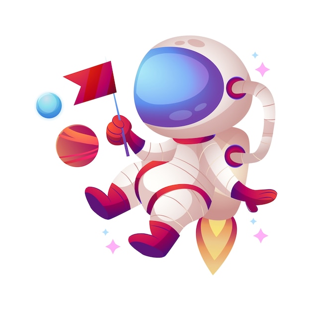 Elementos espaciales, incluido el astronauta.
