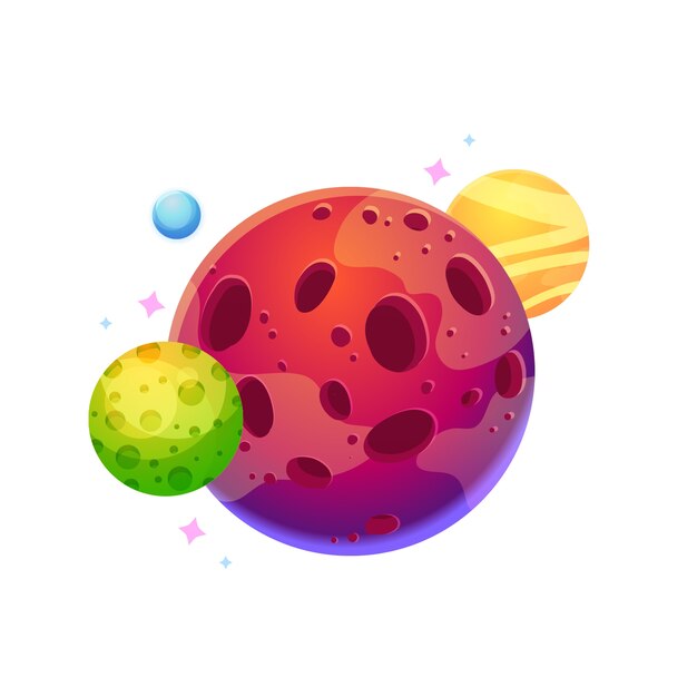 Elementos espaciales, incluidos los planetas.