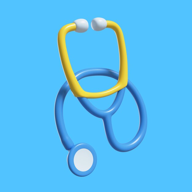Elementos médicos 3d con un estetoscopio.