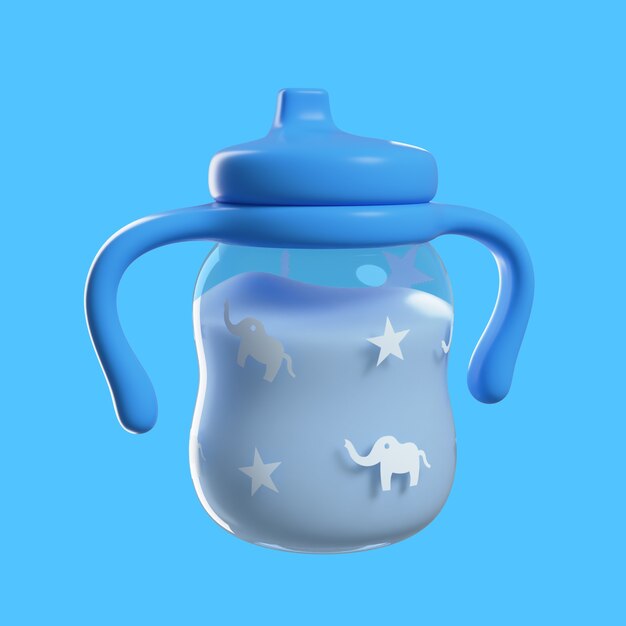 Elementos médicos 3d con una taza de bebé.