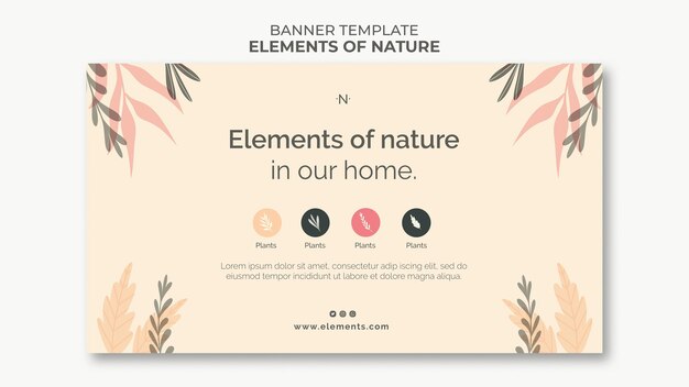 Elementos de la plantilla de banner de naturaleza