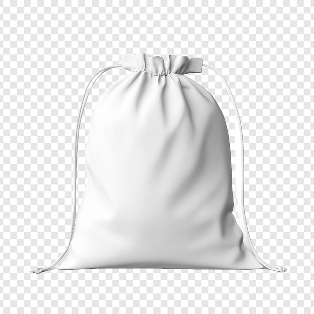 Embalaje de bolsa de cuerda blanca aislado sobre un fondo transparente