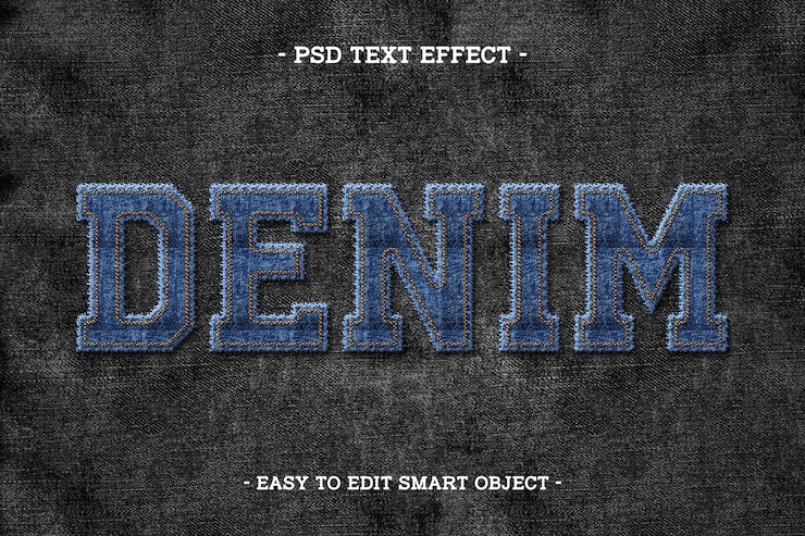 PSD Gratis embroidery stitch jeans text effect