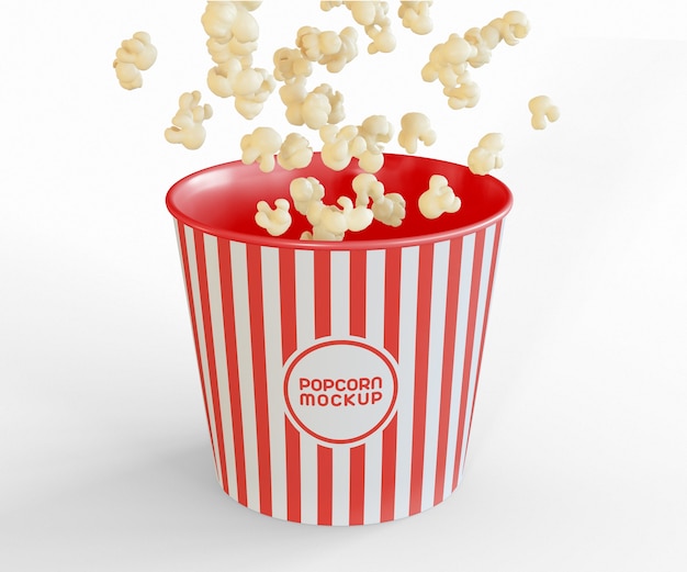 Emmer met popcorn flying mockup