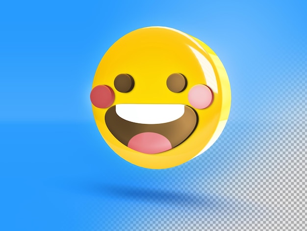 PSD gratuito emoji 3d circular con sonrisa emocionada