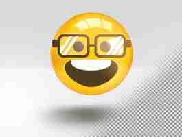 PSD gratuito emoji 3d realista con cara feliz y gafas