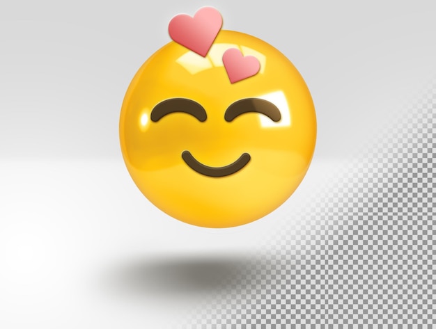 PSD gratuito emoji 3d realista con sonrisa de amor