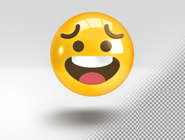 Emoji 3d realista con sonrisa incómoda