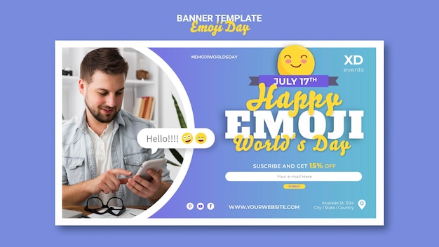 Gratis PSD emoji dag horizontale bannersjabloon