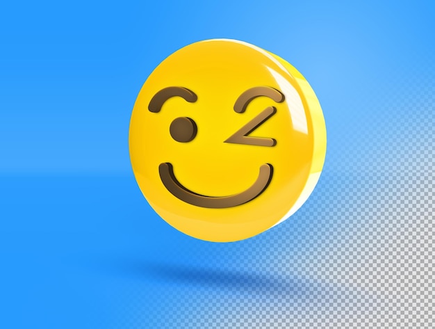 Emoji de guiño feliz 3d circular