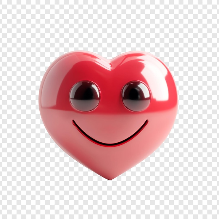 PSD gratuito emoji heart happy 3d render un cuore rosso allegro con una faccia sorridente