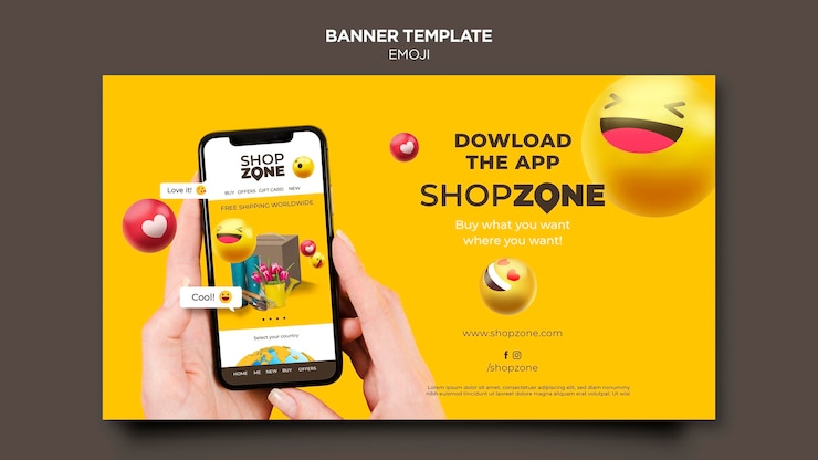 PSD Gratis emoji horizontal banner