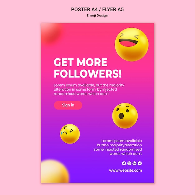 Gratis PSD emoji poster ontwerpsjabloon