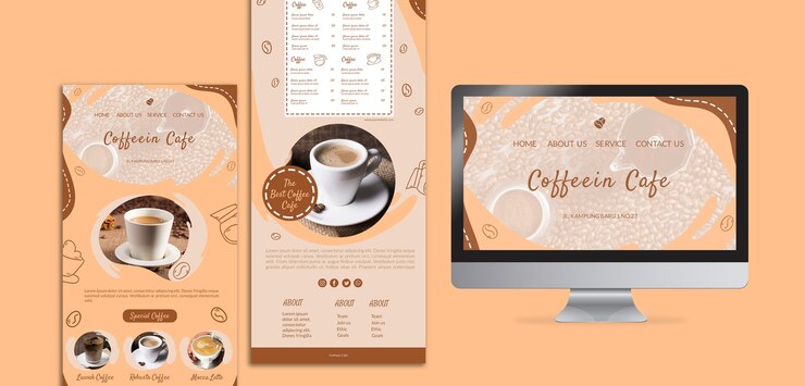 PSD gratuito empaque de café varias plantillas y pantalla