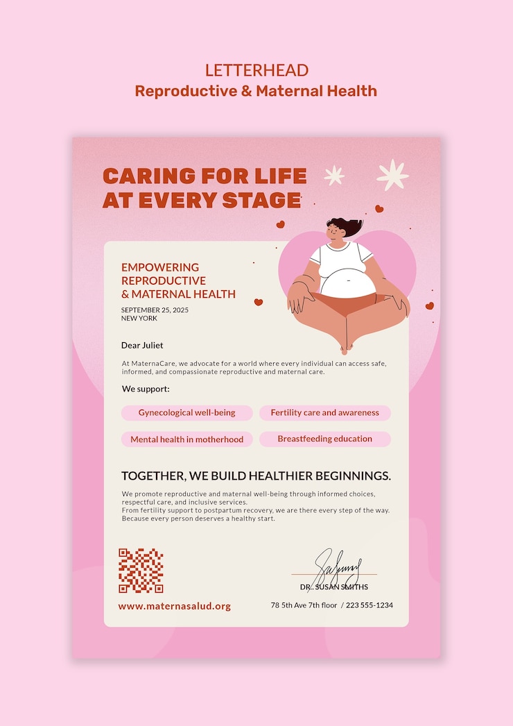 PSD gratuito empowering reproductive and maternal health letterhead