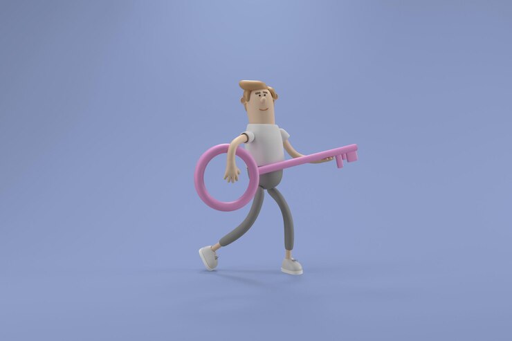 PSD gratuito el empresario de personajes 3d tiene la clave del éxito