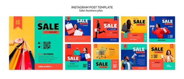 Empresas de ventas de diseño plano posts de Instagram