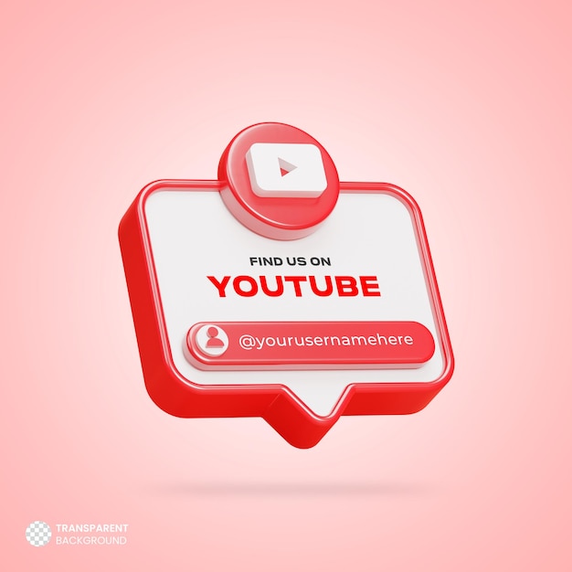 Encuéntrenos en el banner de renderizado 3d de las redes sociales de youtube