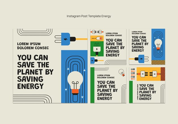 Energía de diseño plano reduce publicaciones de instagram