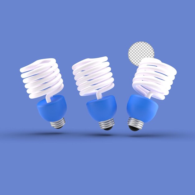 Gratis PSD energiebesparing cfl lamp pictogram geïsoleerde 3d render illustration