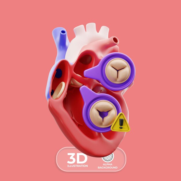 Enfermedad cardíaca de las valvopatías Ilustración 3D
